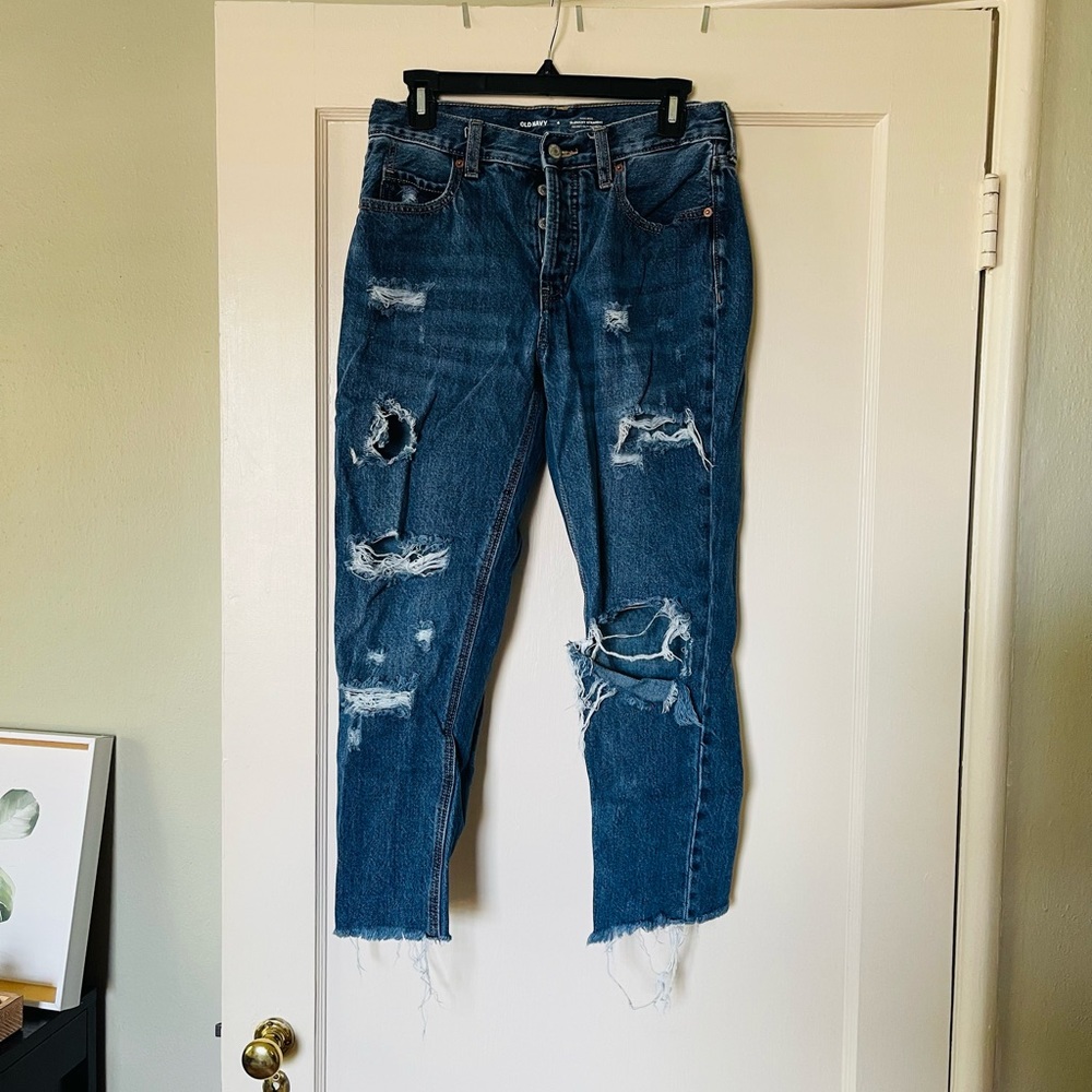 High rise slouchy straight jeans